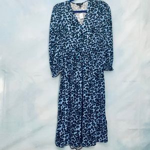 Blue Leopard Midi Dress